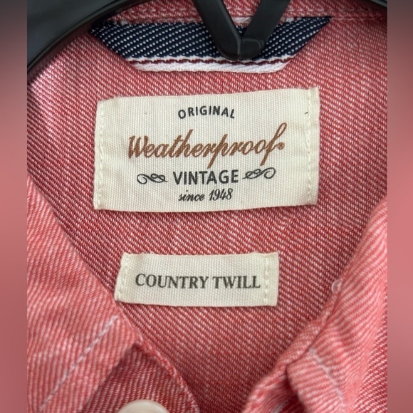 Weatherproof Vintage shirt short sleeves Solid Country Twill Shirt in Cranberry - Picture 7 of 12